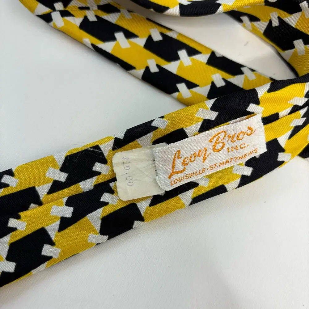 Yves Saint Laurent Vintage Mod Graphic Print Yellow, Black Silk Tie